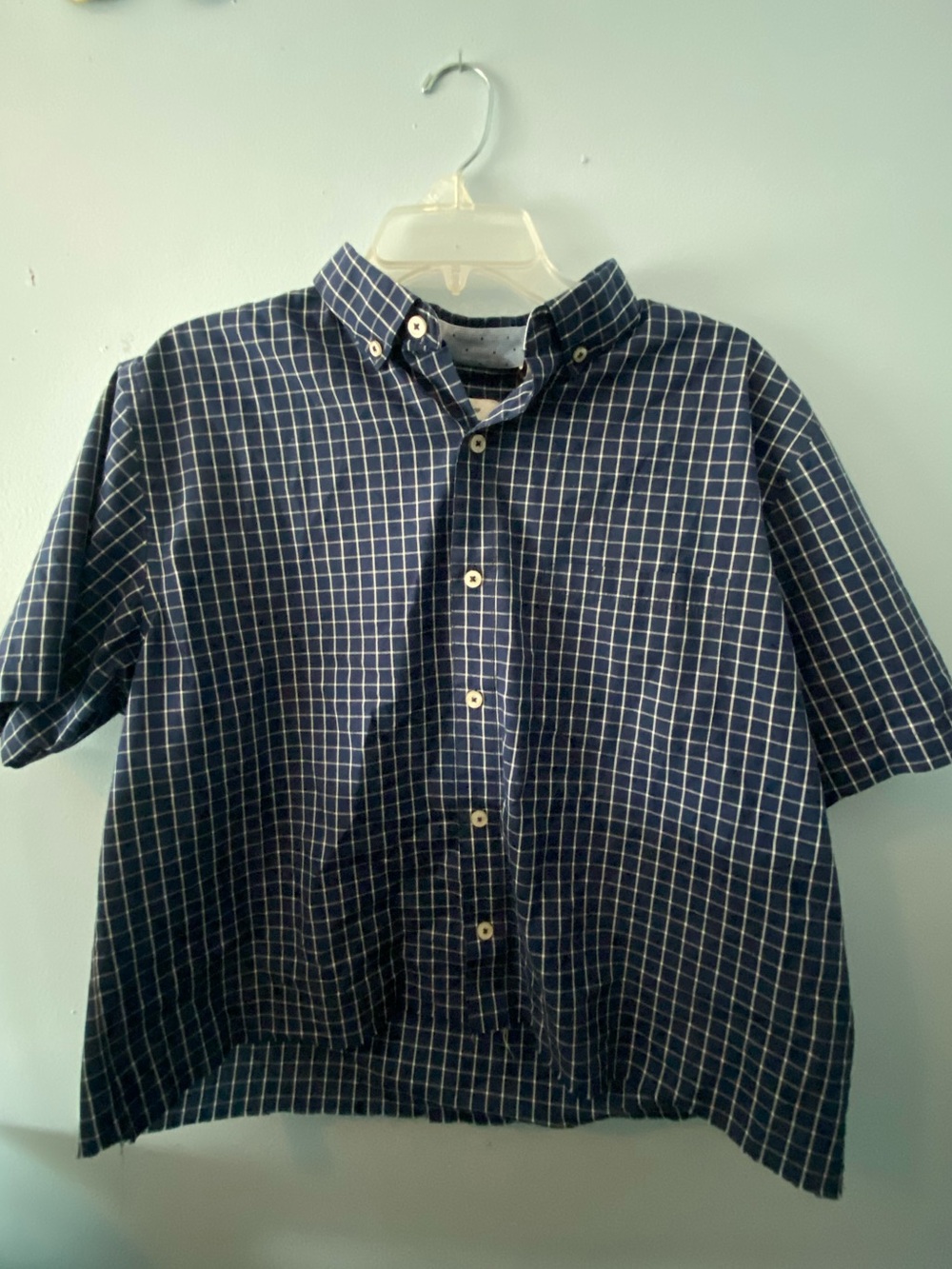 Men's Navy Checkered Button-Down Shirt